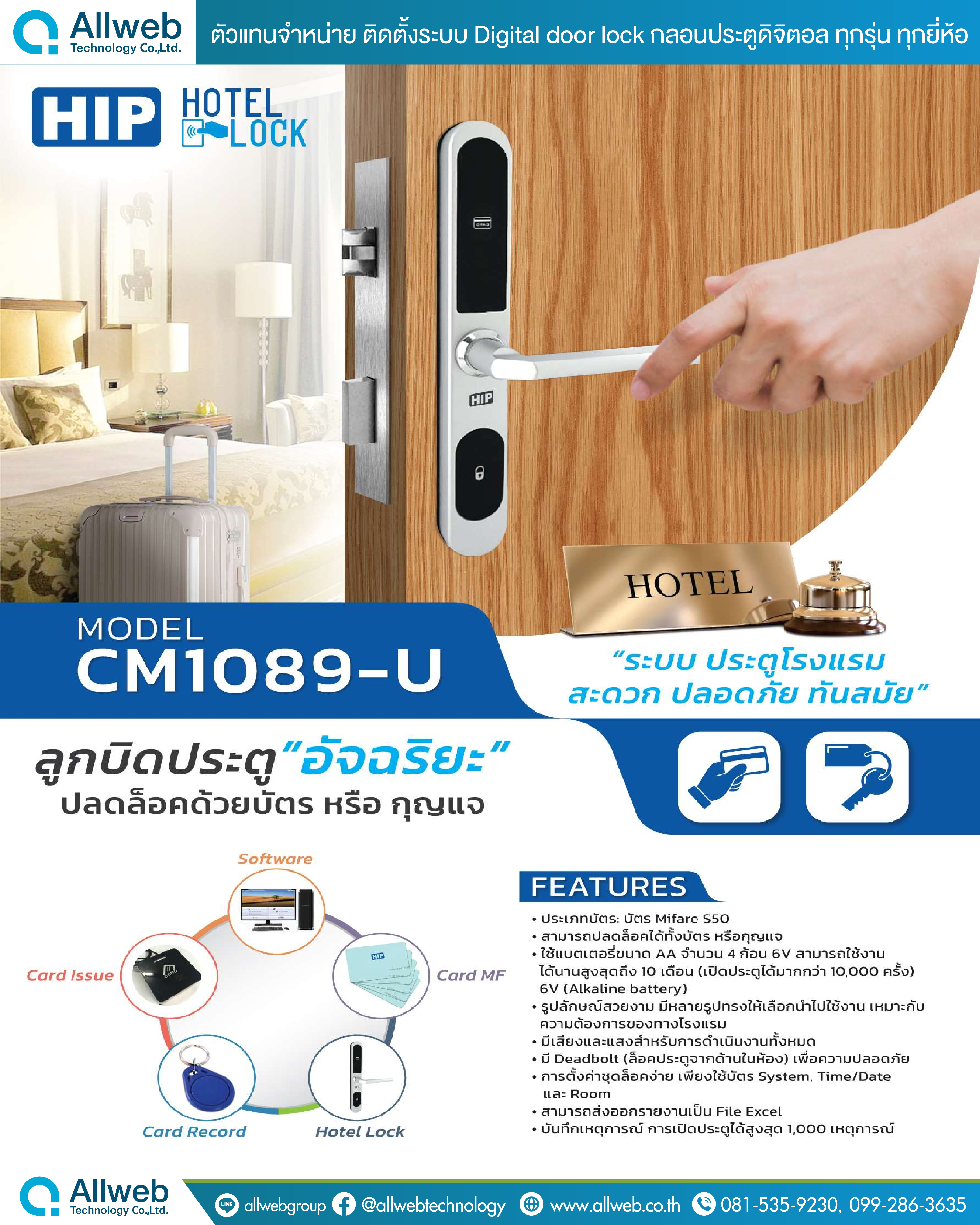 HIP Hotel Lock รุ่น CM1089-U